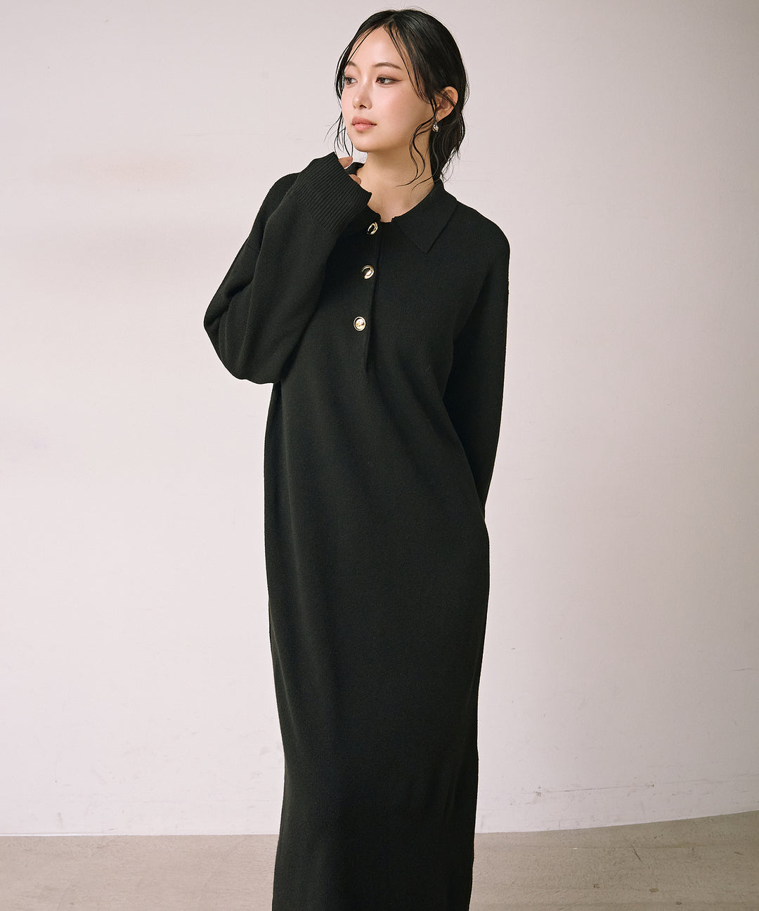 (eliuu)Polo Airy Knit Onepiece