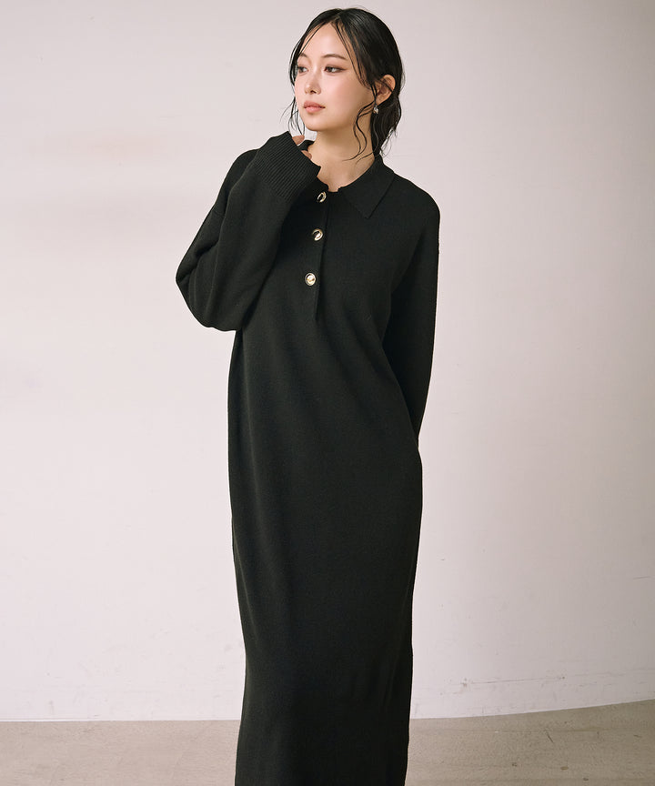 (eliuu)Polo Airy Knit Onepiece