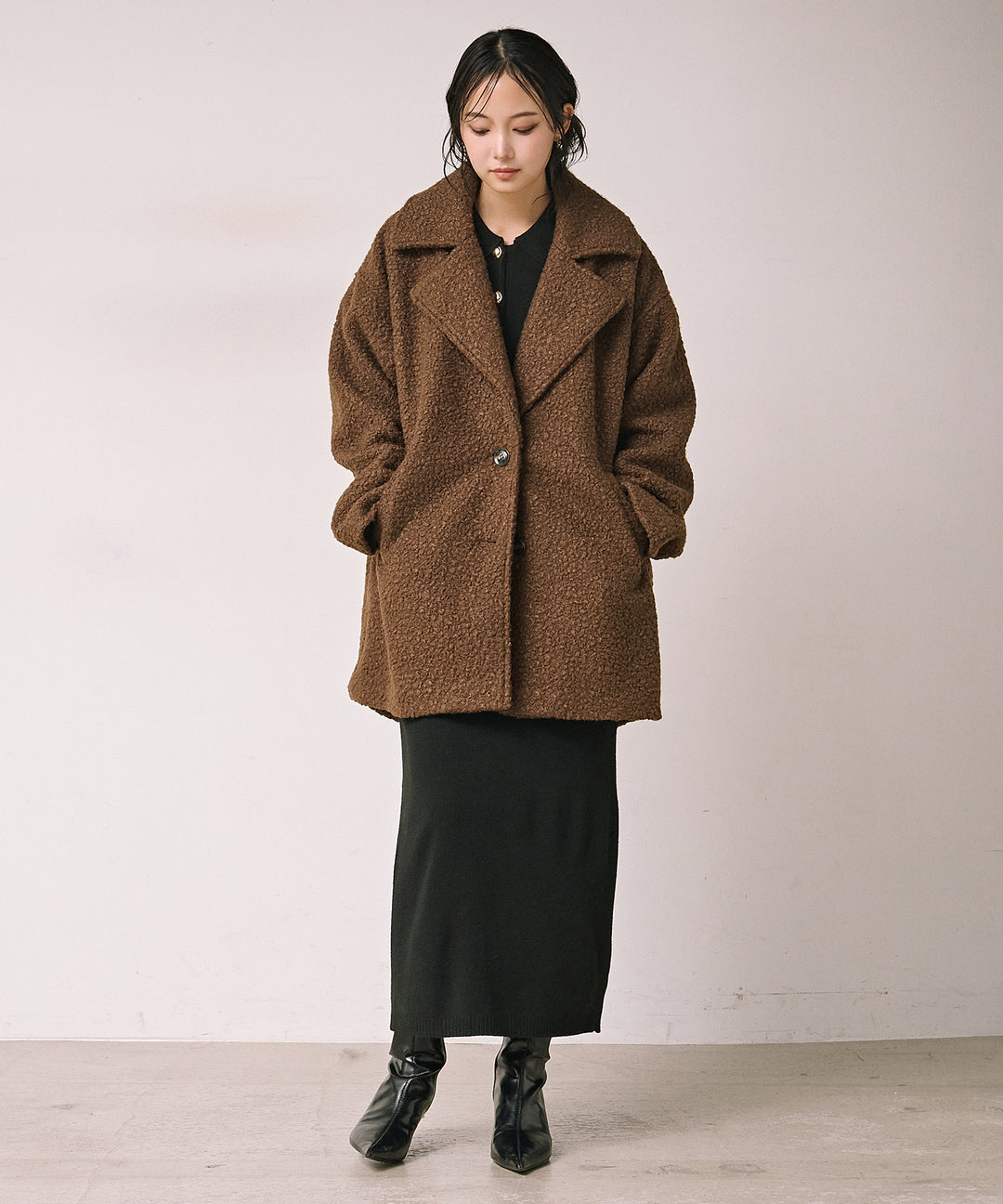 (eliuu)Loop Tweed Jacket Coat