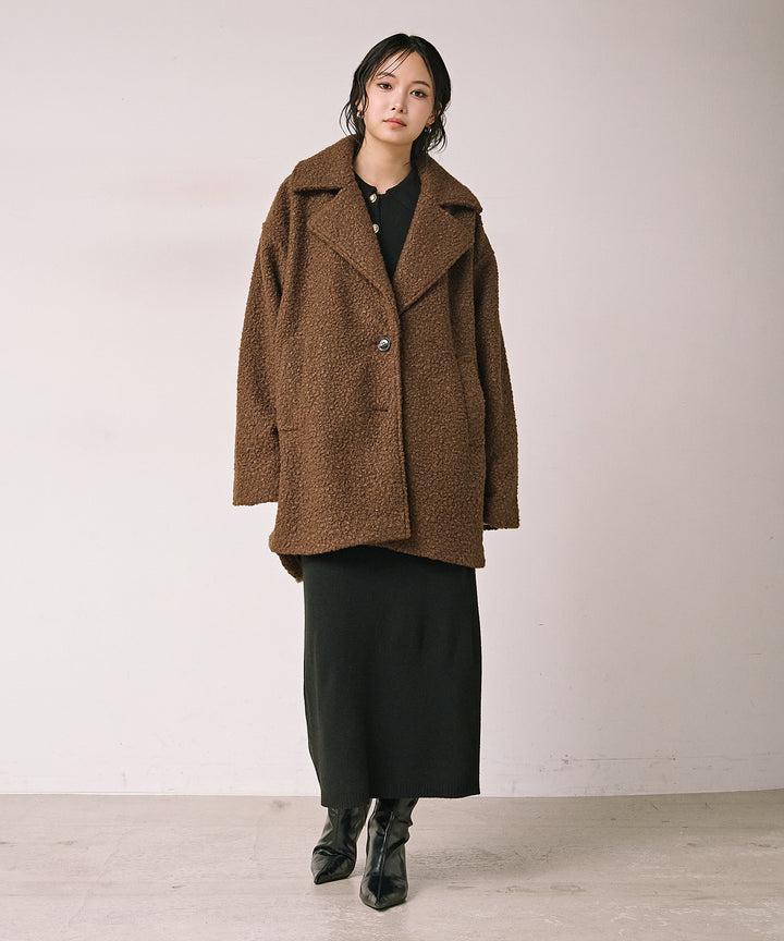 (eliuu)Loop Tweed Jacket Coat