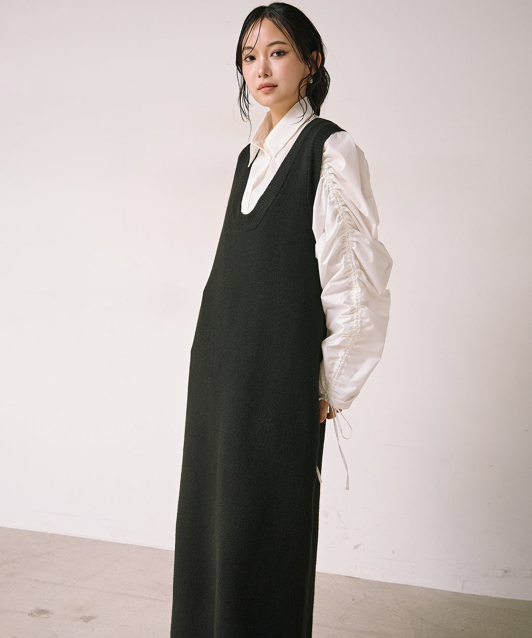 (eliuu)Draw Sleeve Shirt