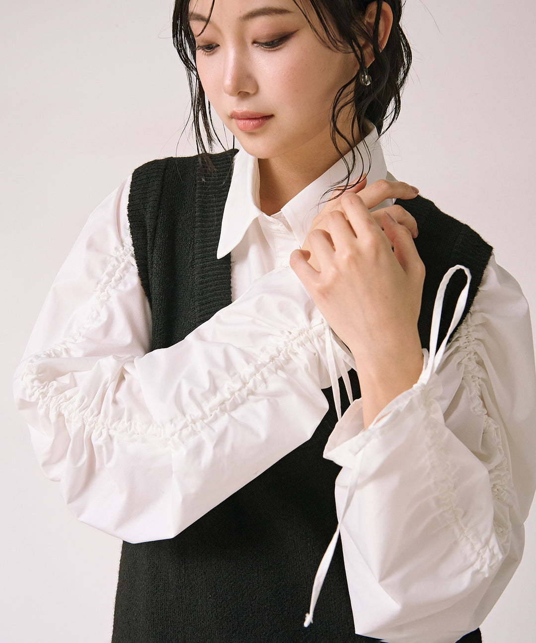 (eliuu)Draw Sleeve Shirt