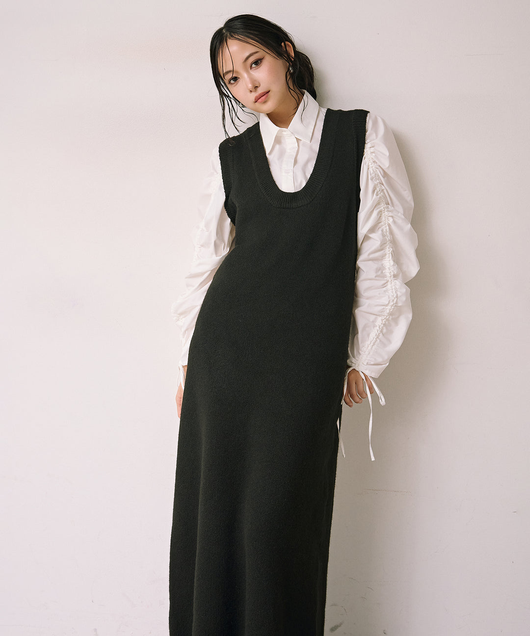 (eliuu)Knit Vest Onepiece