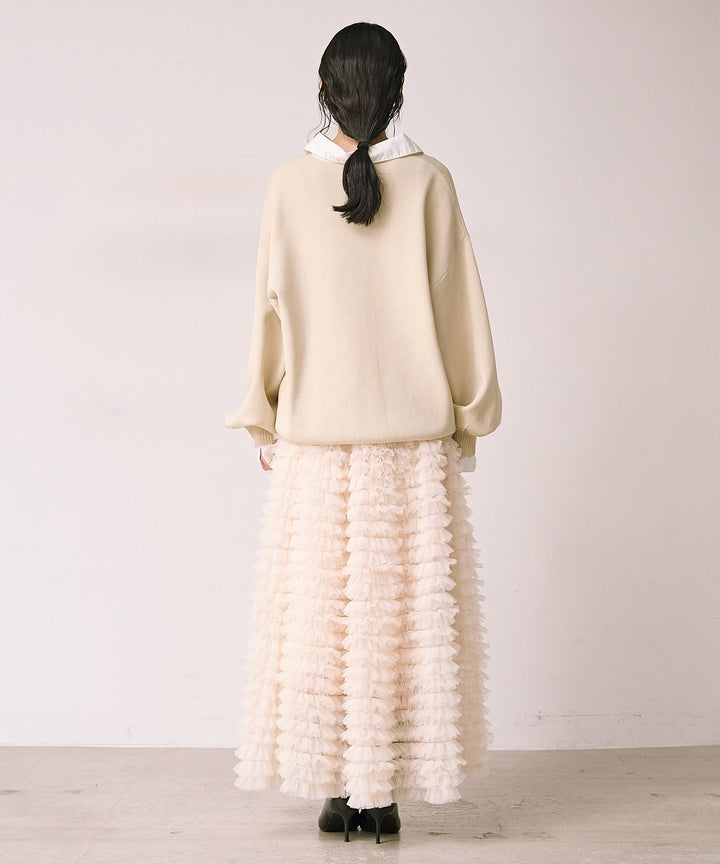 (eliuu)Texture Combi Polo Knit