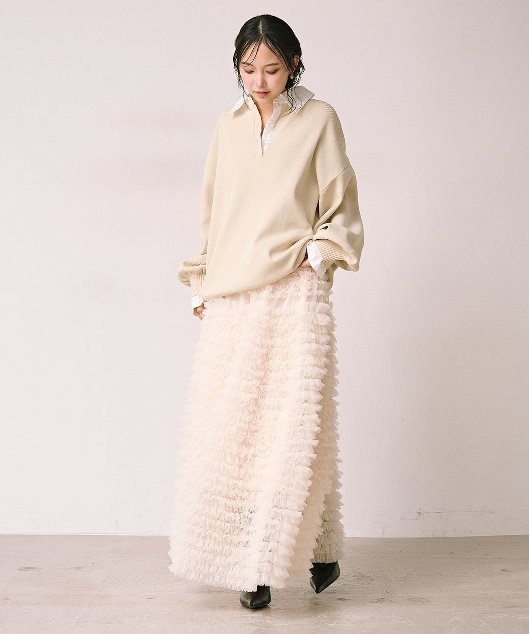 (eliuu)Verbena Pin Tulle Skirt