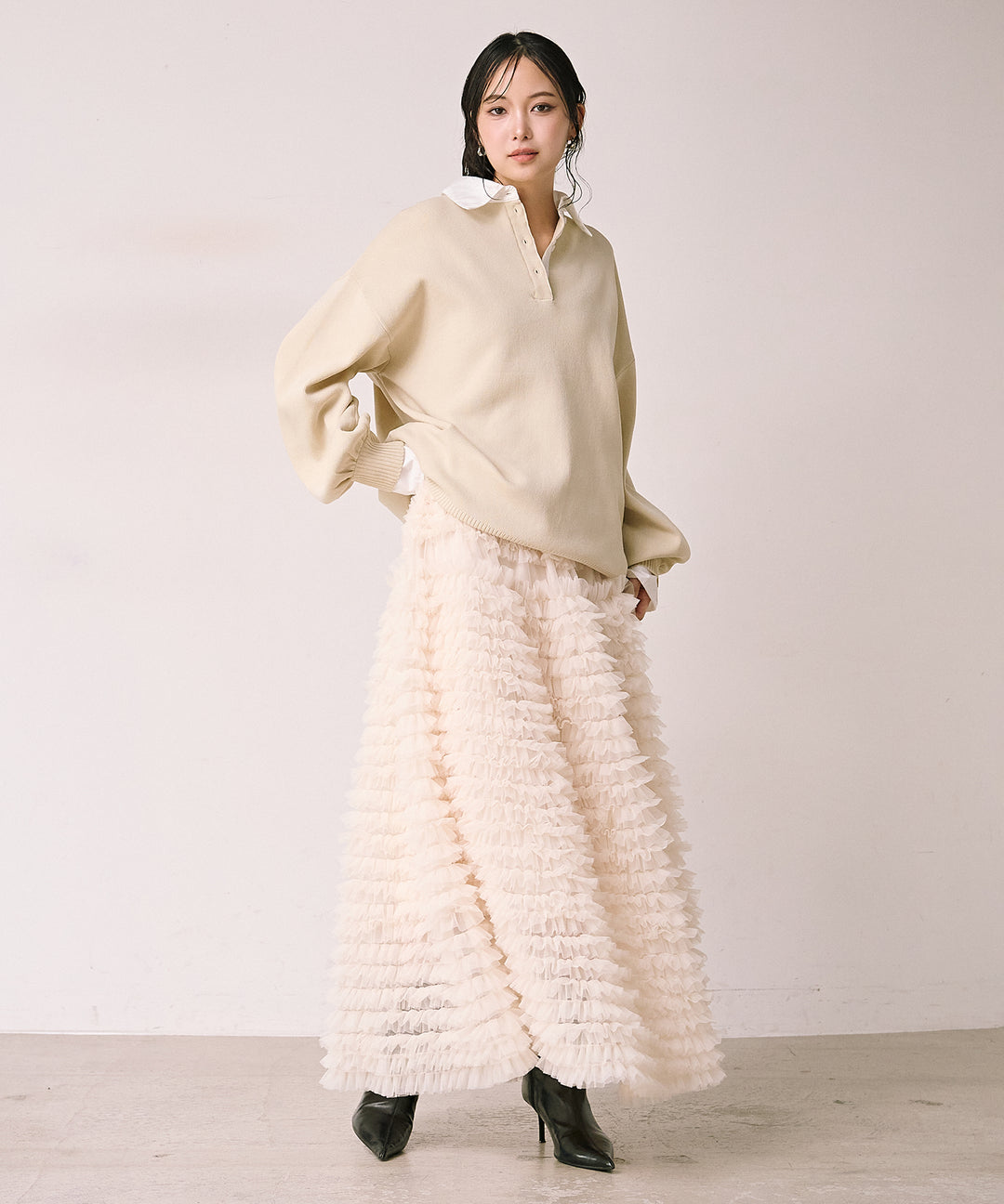 (eliuu)Verbena Pin Tulle Skirt