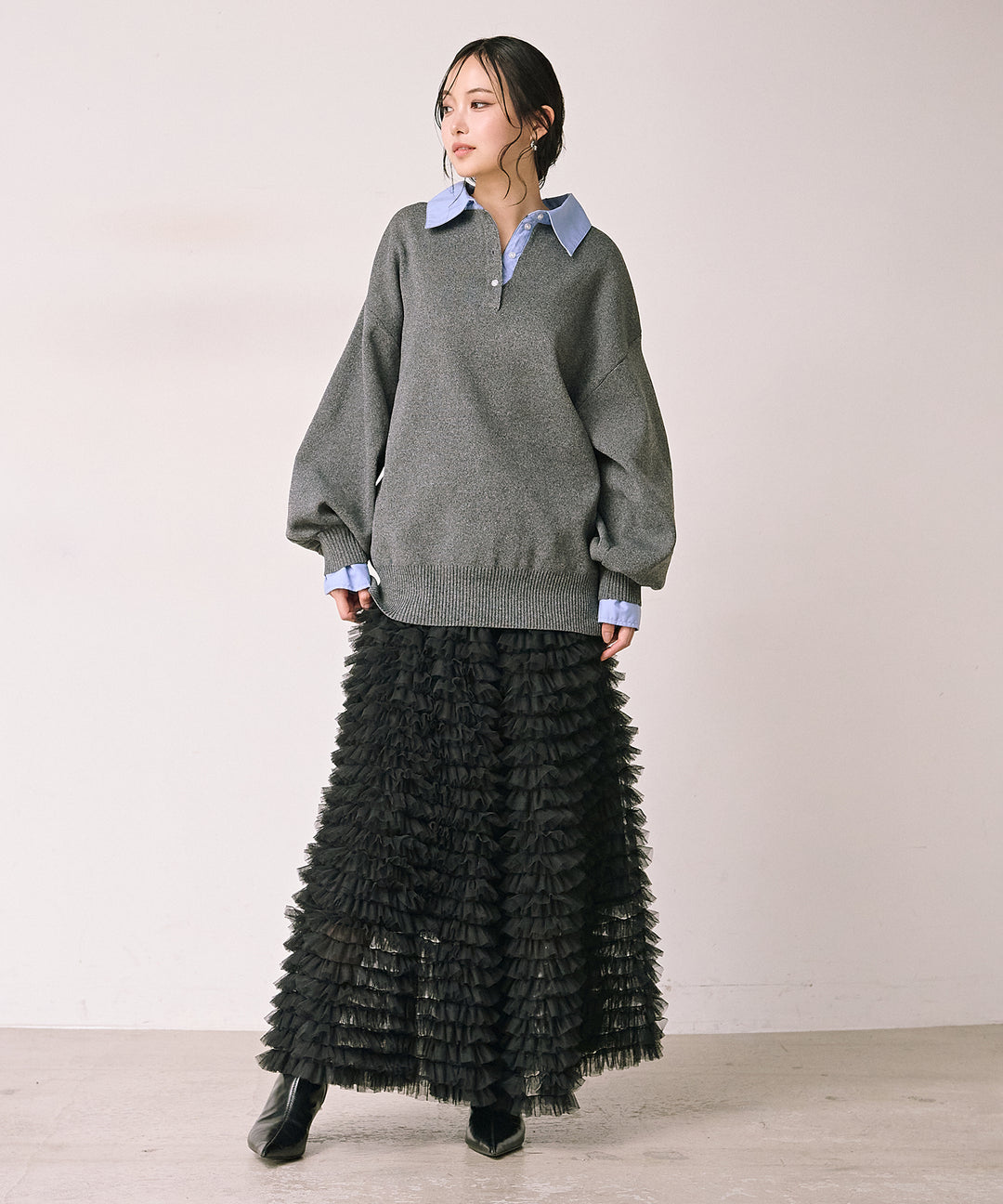 (eliuu)Verbena Pin Tulle Skirt