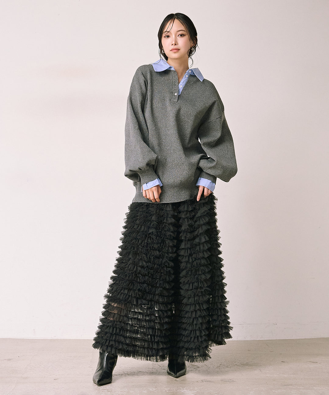 (eliuu)Verbena Pin Tulle Skirt