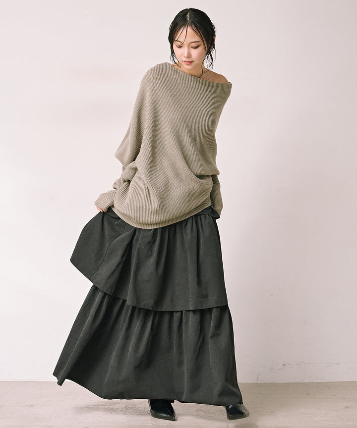 (eliuu)Drape Asymmetry Knit
