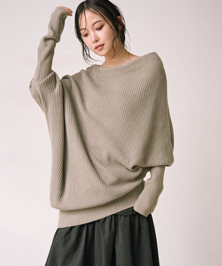 [SET]Drape Asymmetry Knit+Tiered Peach Skin Skirt