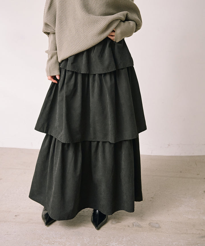 (eliuu)Tiered Peach Skin Skirt