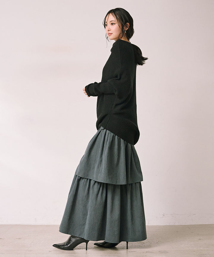 (eliuu)Tiered Peach Skin Skirt