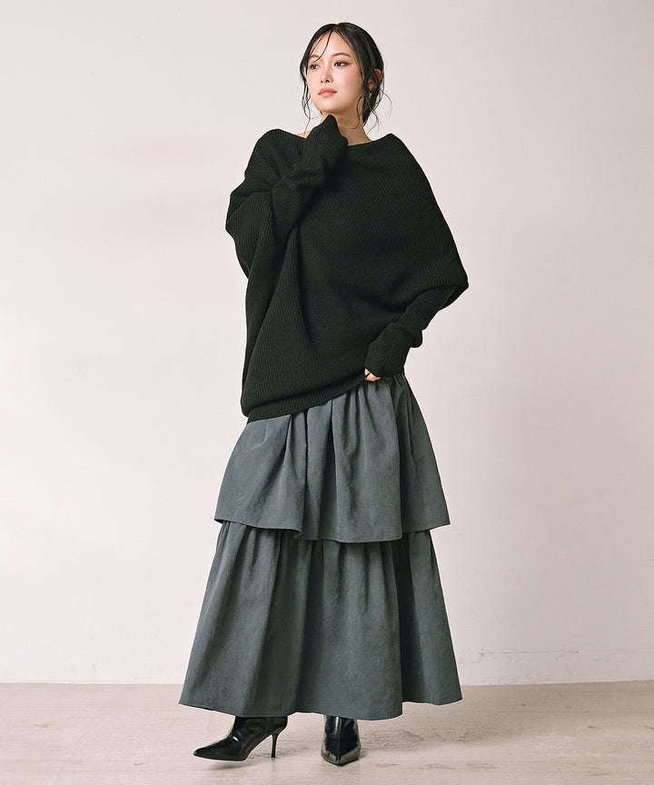 (eliuu)Tiered Peach Skin Skirt