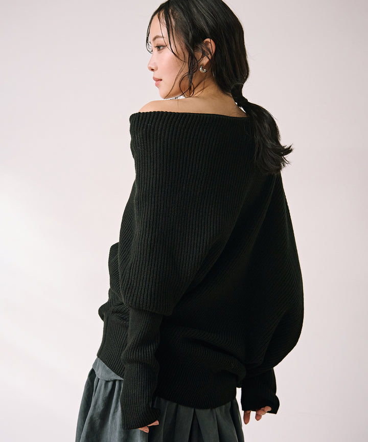 [SET]Drape Asymmetry Knit+Tiered Peach Skin Skirt