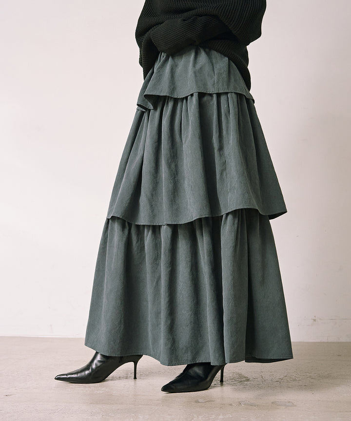 (eliuu)Tiered Peach Skin Skirt