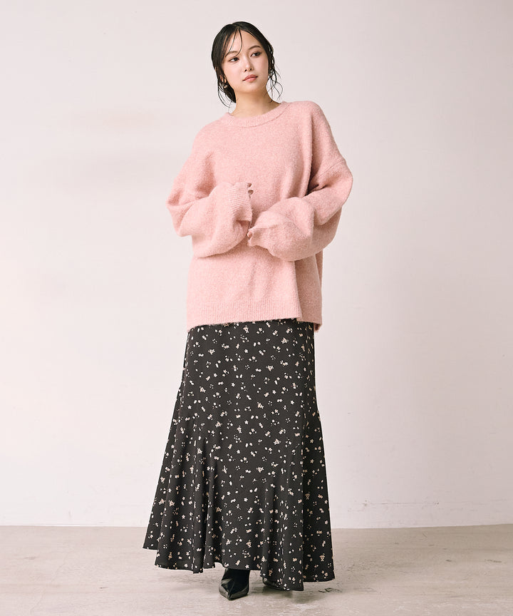 (eliuu)Floral Semi Flare Skirt