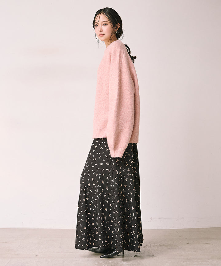 (eliuu)Floral Semi Flare Skirt