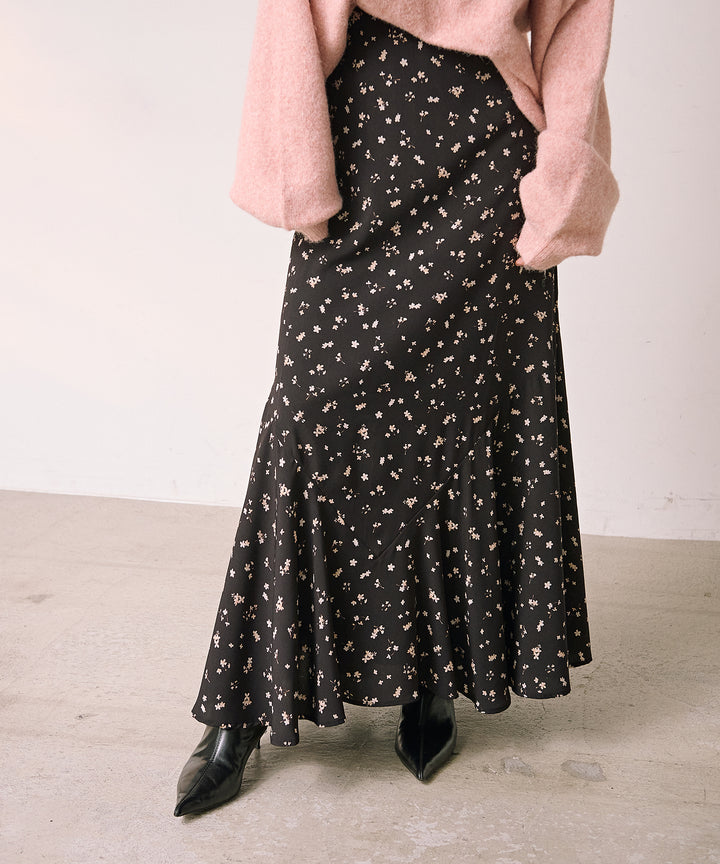 (eliuu)Floral Semi Flare Skirt