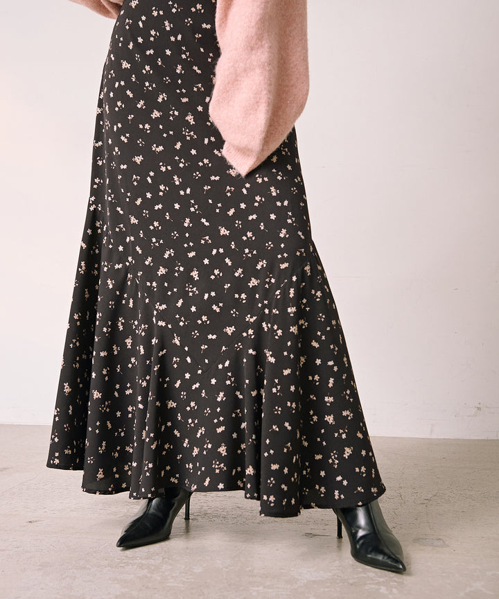 (eliuu)Floral Semi Flare Skirt