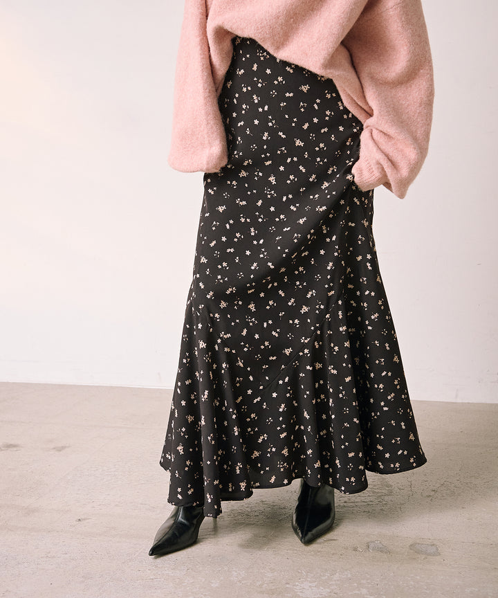 (eliuu)Floral Semi Flare Skirt