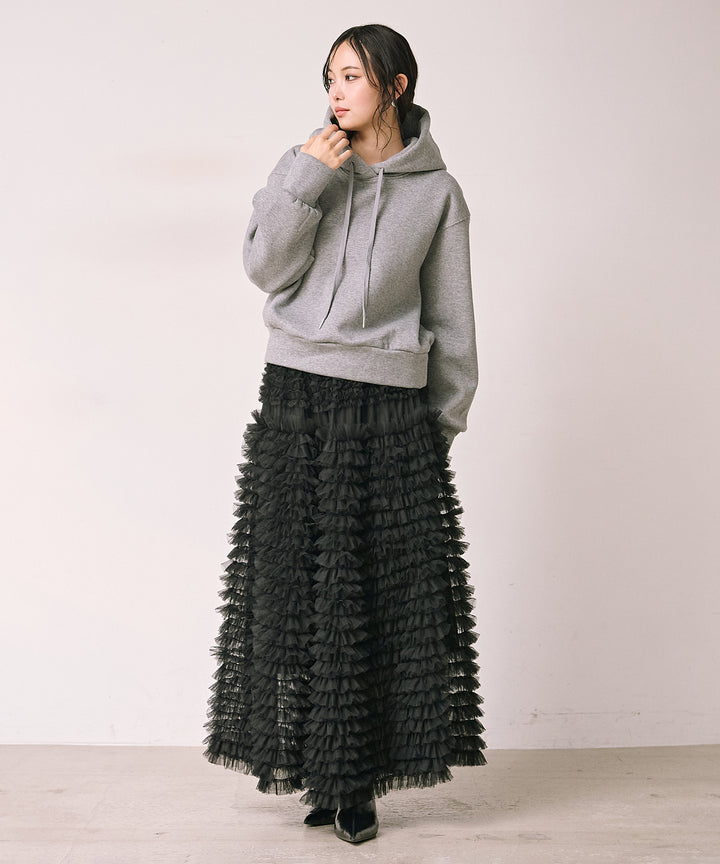 [SET]Brush Fleece Hoodie+Verbena Pin Tulle Skirt(2set)