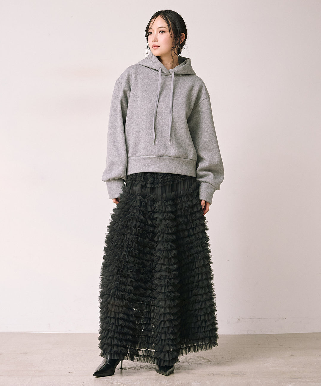 [SET]Brush Fleece Hoodie+Verbena Pin Tulle Skirt(2set)