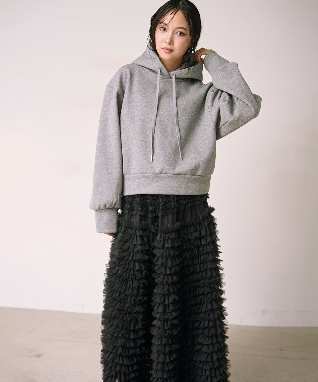 [SET]Brush Fleece Hoodie+Verbena Pin Tulle Skirt(2set)