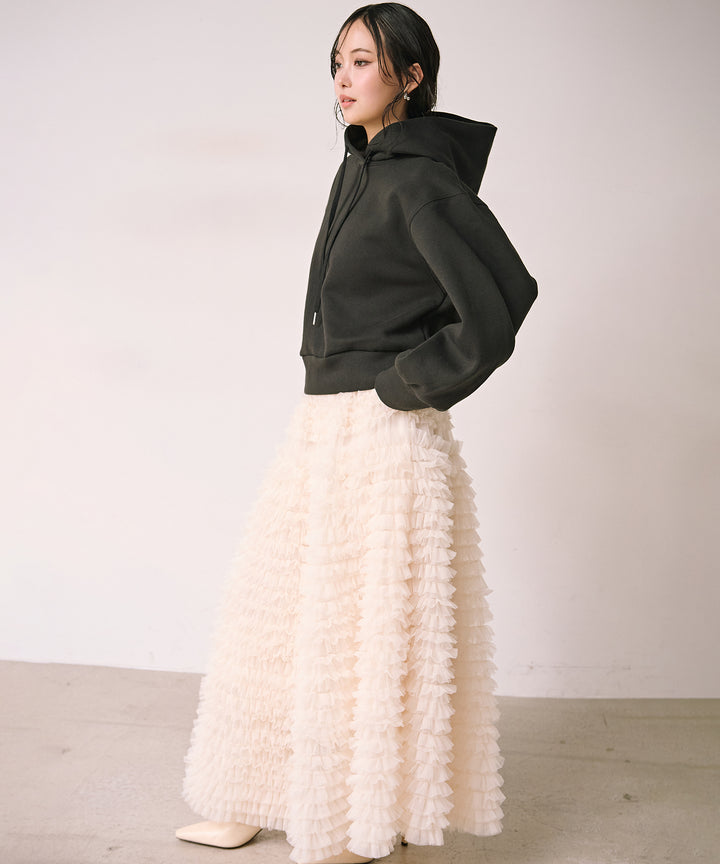 [SET]Brush Fleece Hoodie+Verbena Pin Tulle Skirt(2set)