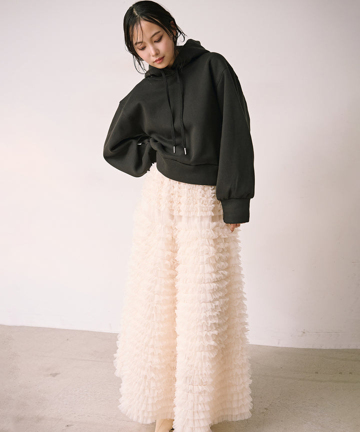 [SET]Brush Fleece Hoodie+Verbena Pin Tulle Skirt(2set)