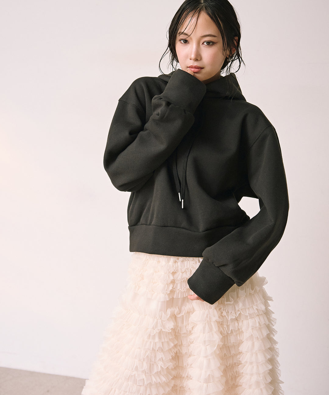 [SET]Brush Fleece Hoodie+Verbena Pin Tulle Skirt(2set)