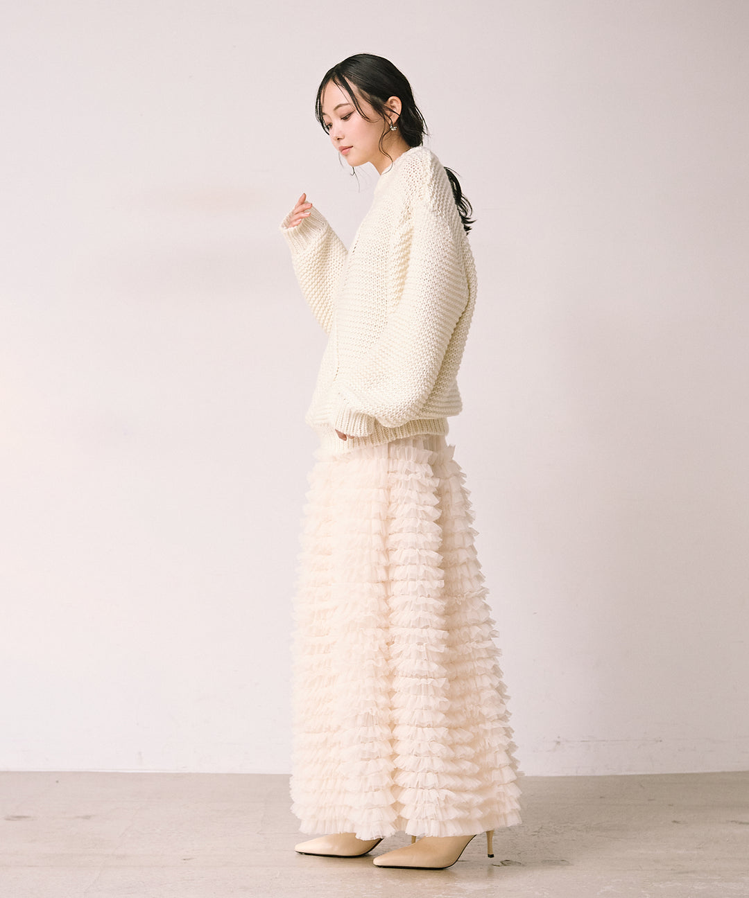 [SET]Argyle Plump Knit PO+Verbena Pin Tulle Skirt