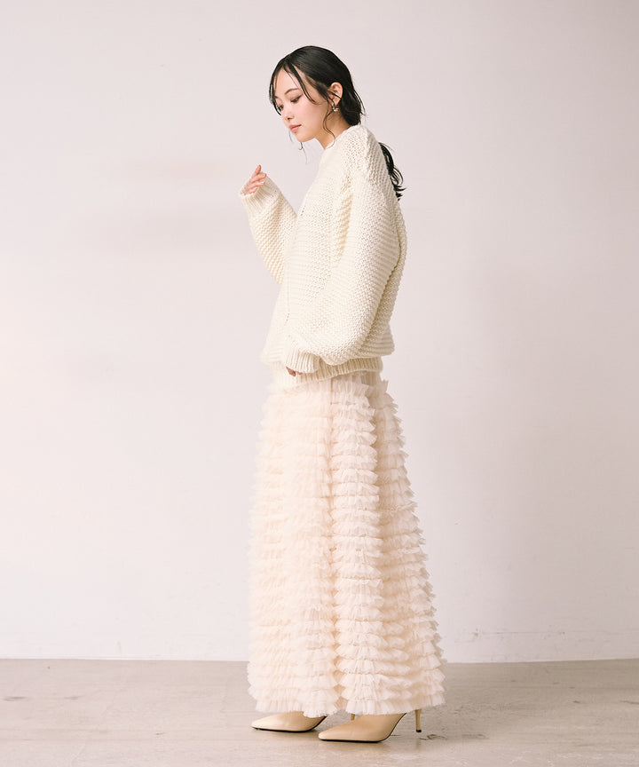 [SET]Argyle Plump Knit PO+Verbena Pin Tulle Skirt