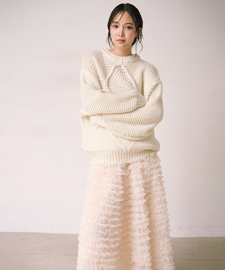 [SET]Argyle Plump Knit PO+Verbena Pin Tulle Skirt