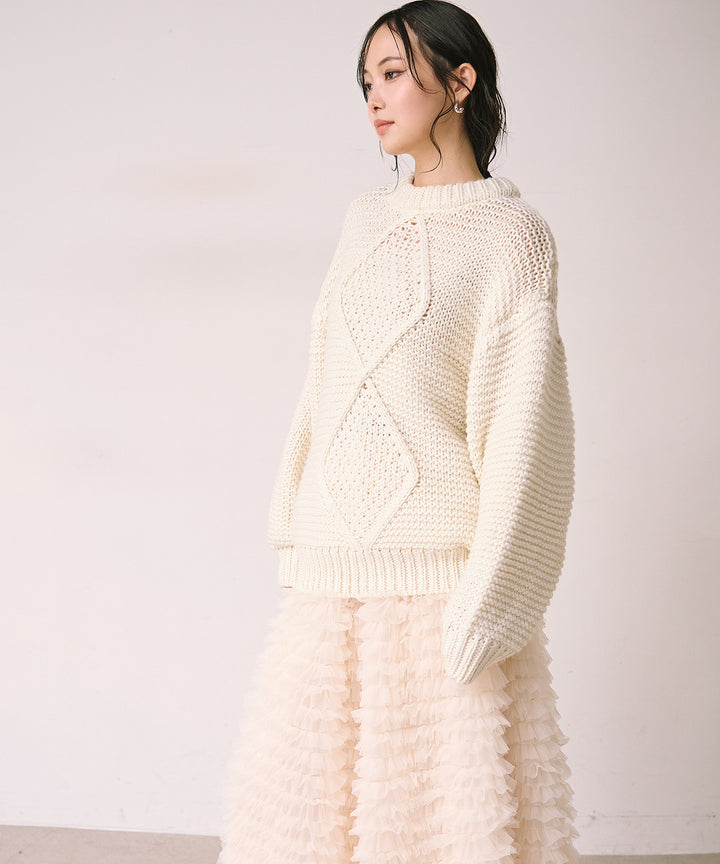 (eliuu)Argyle Plump Knit PO