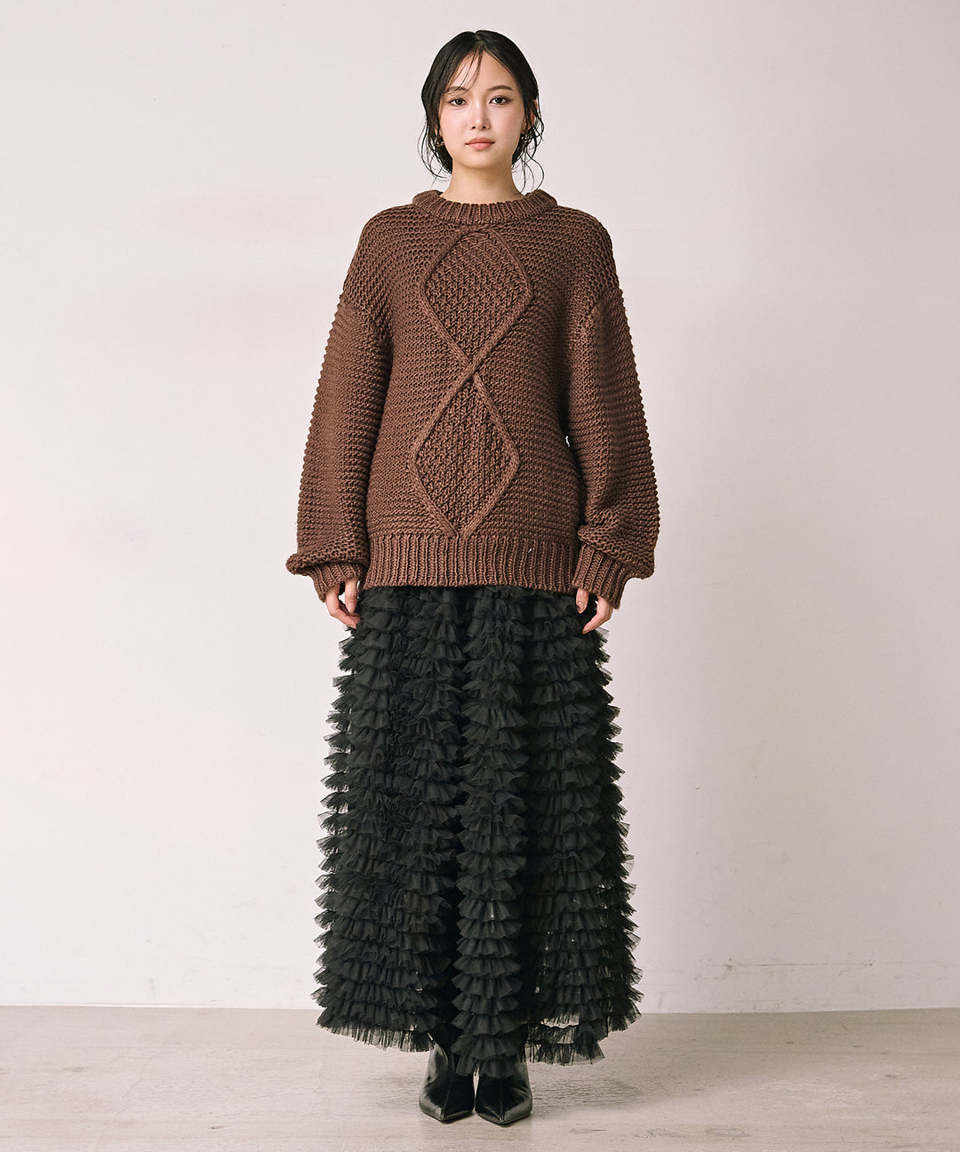 (eliuu)Argyle Plump Knit PO