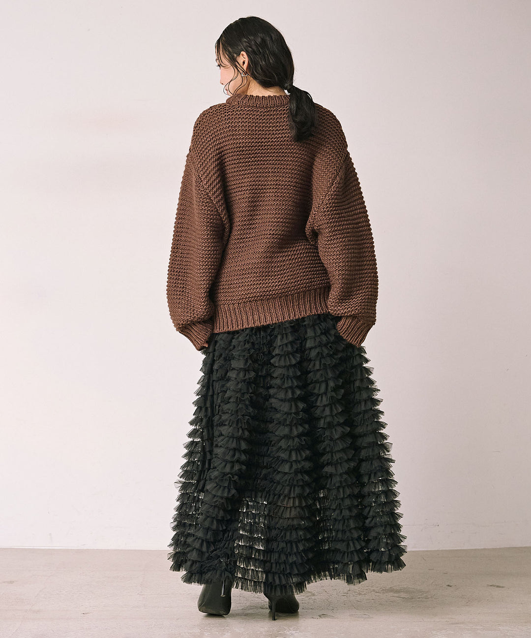 [SET]Argyle Plump Knit PO+Verbena Pin Tulle Skirt