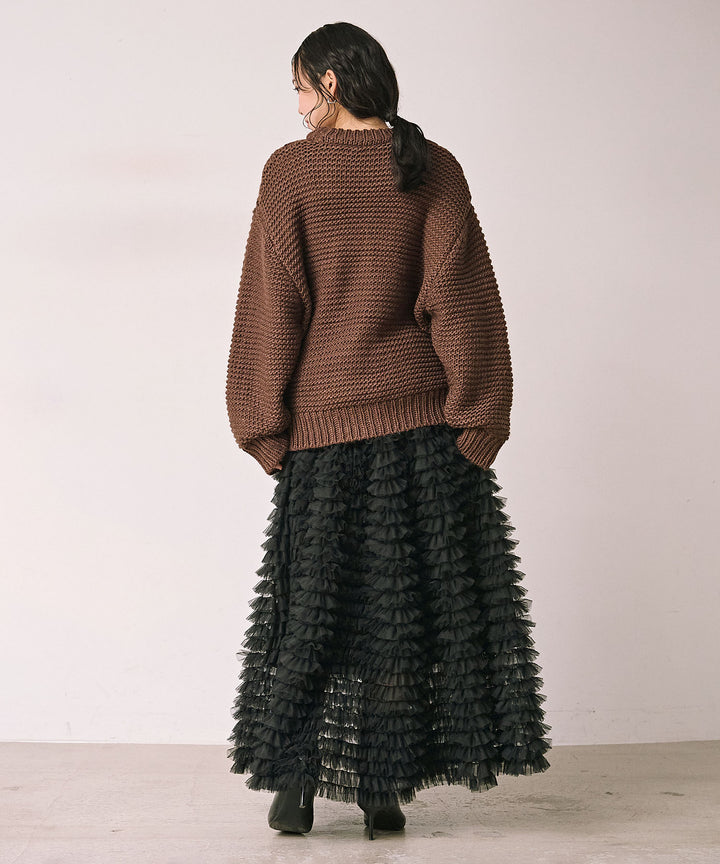 [SET]Argyle Plump Knit PO+Verbena Pin Tulle Skirt
