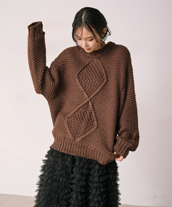 (eliuu)Argyle Plump Knit PO
