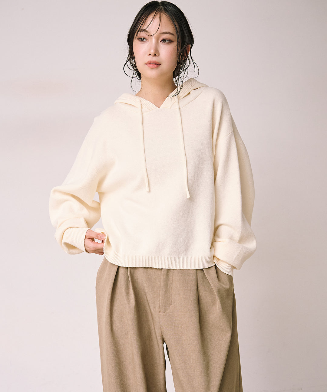 (eliuu)Simple Knit Hoodie