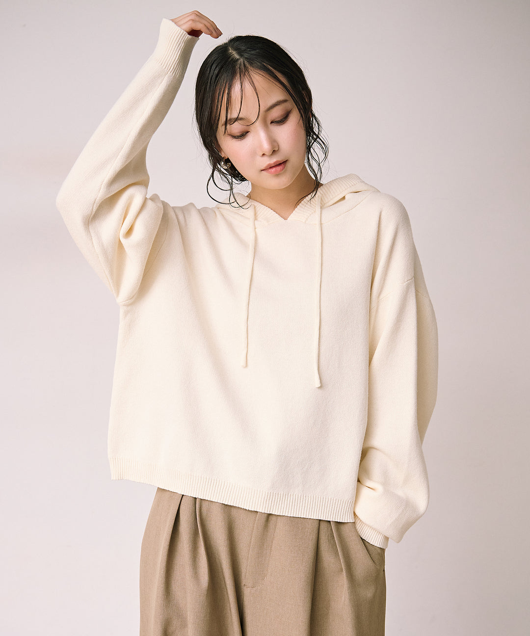 (eliuu)Simple Knit Hoodie