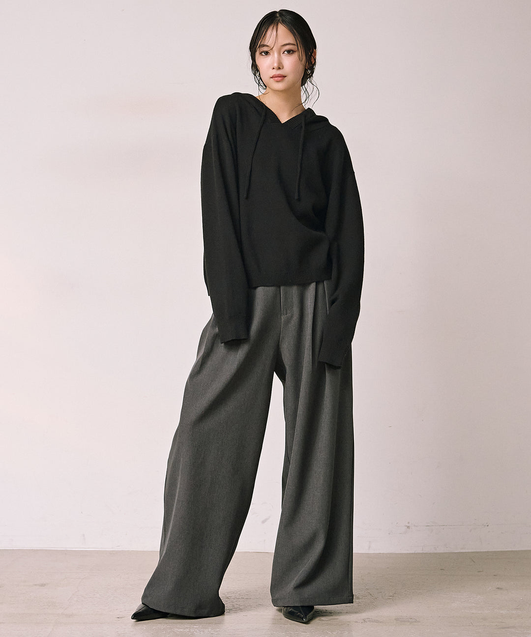 (eliuu)Simple Knit Hoodie