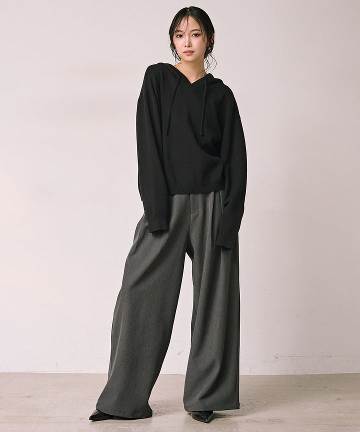 (eliuu)Simple Knit Hoodie