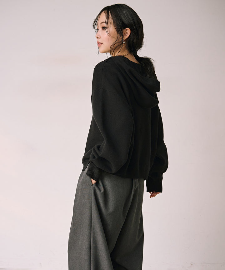 (eliuu)Simple Knit Hoodie