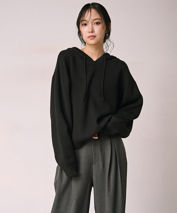 (eliuu)Simple Knit Hoodie