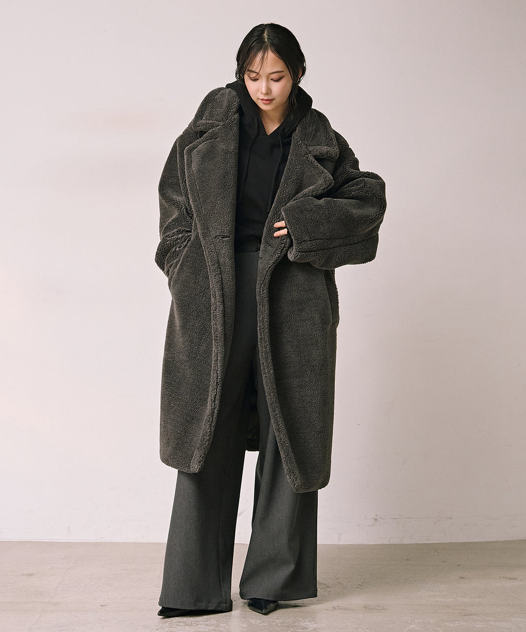 (eliuu)Puffy  Boa Coat