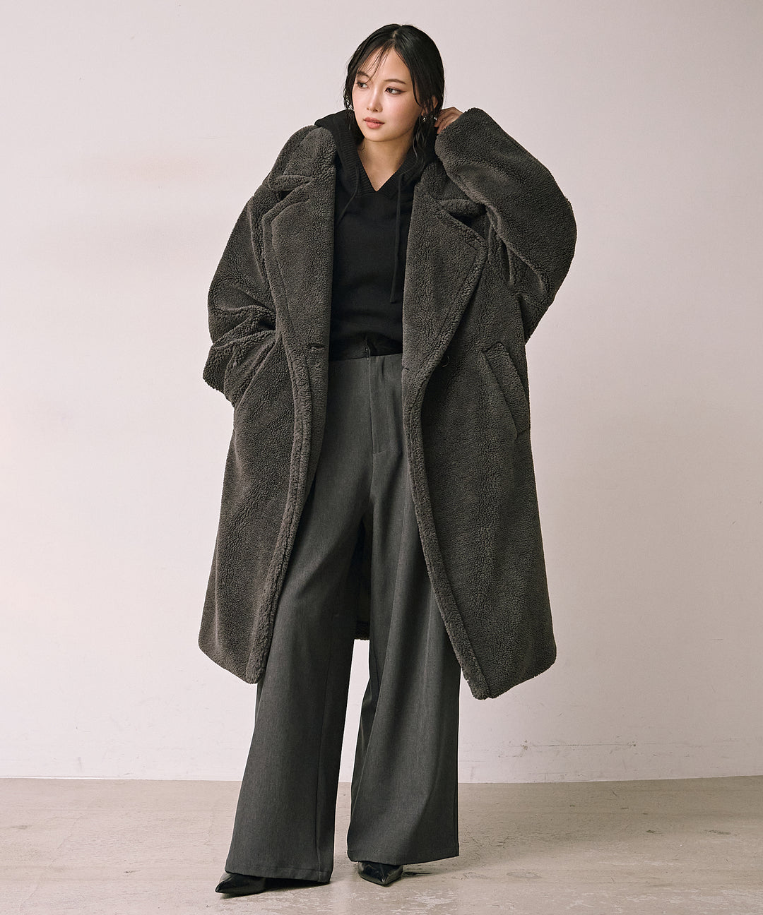 (eliuu)Puffy  Boa Coat