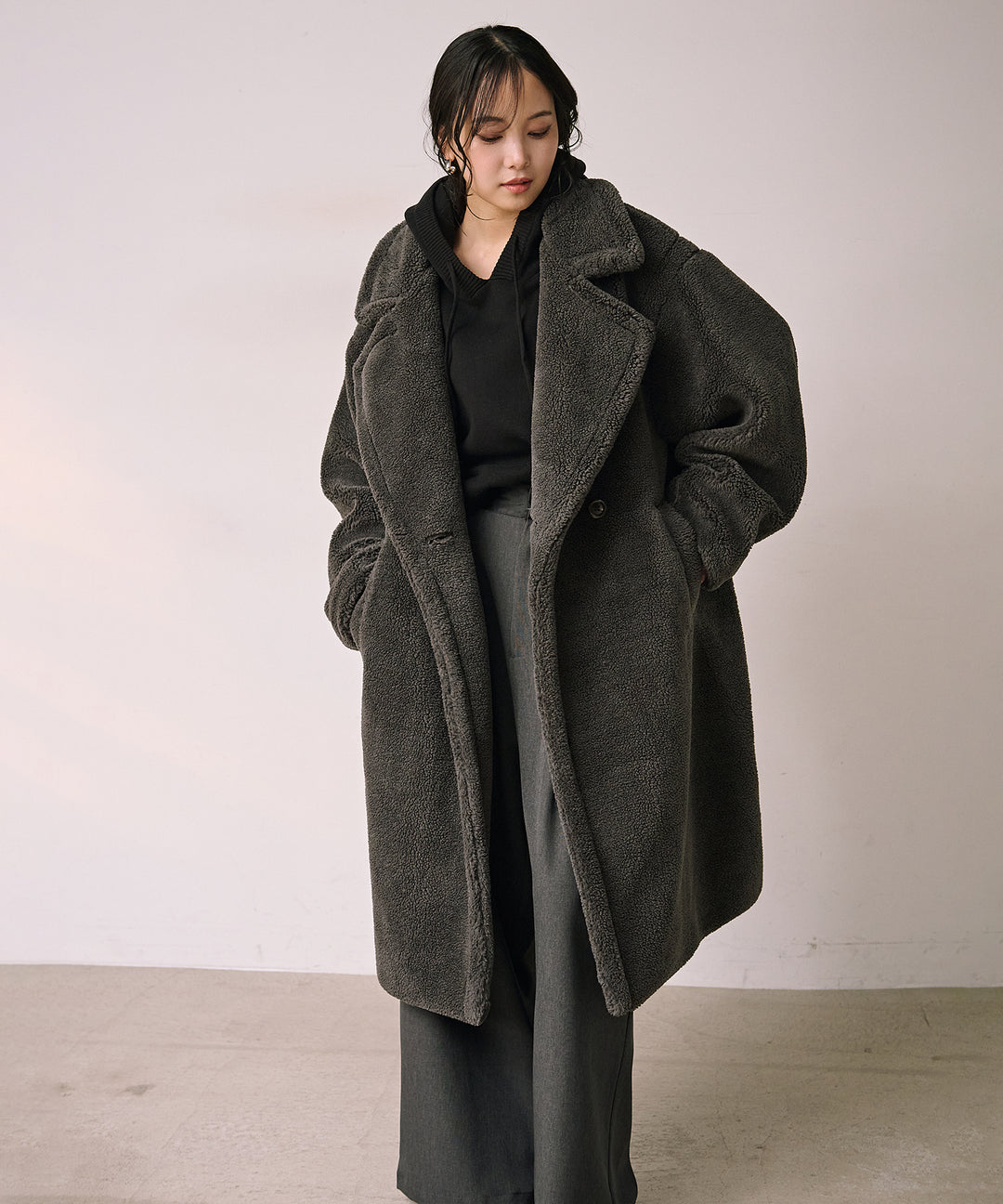 (eliuu)Puffy  Boa Coat