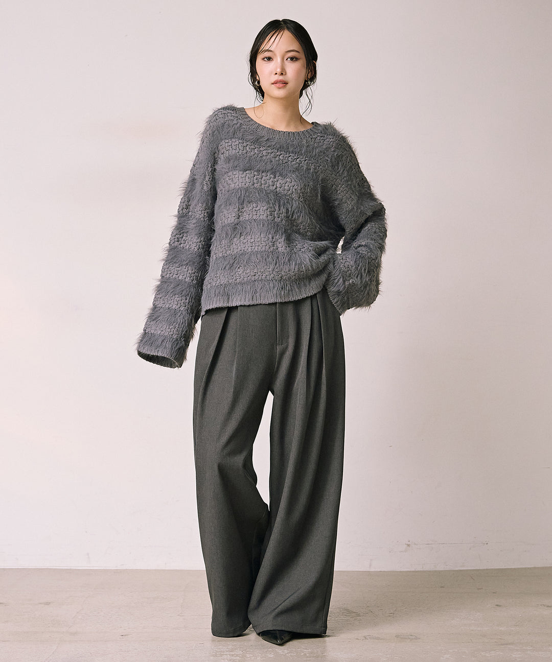 (eliuu)Bulky Feather Line P/O Knit