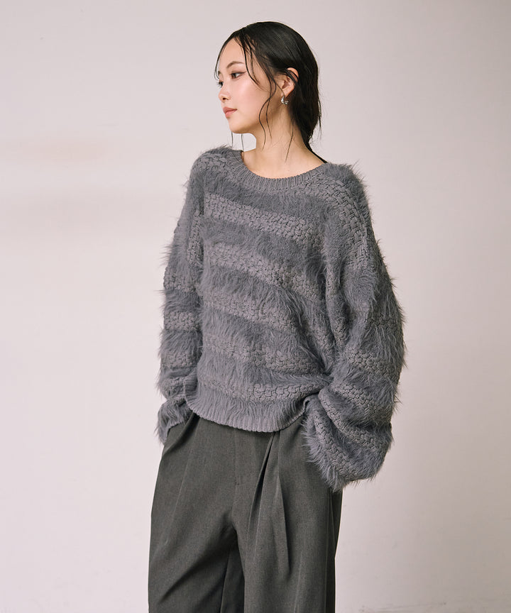 (eliuu)Bulky Feather Line P/O Knit