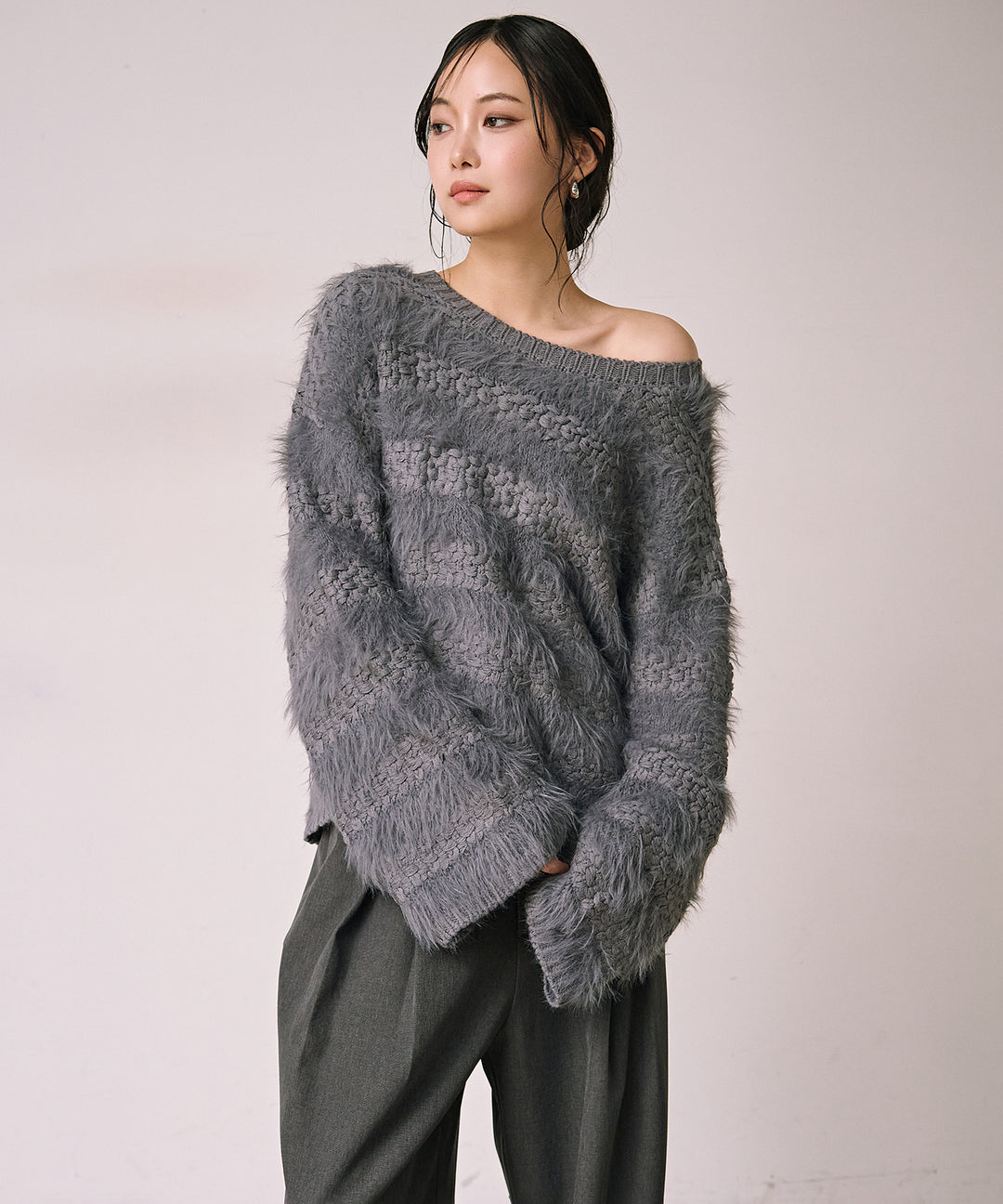 (eliuu)Bulky Feather Line P/O Knit